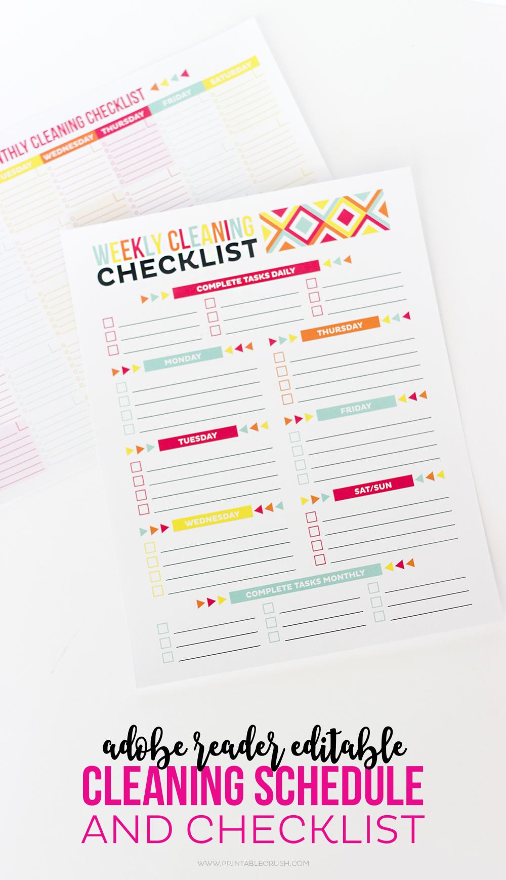 Get your home clean and organized with this Adobe Reader Editable Cleaning Schedule and Checklist! 