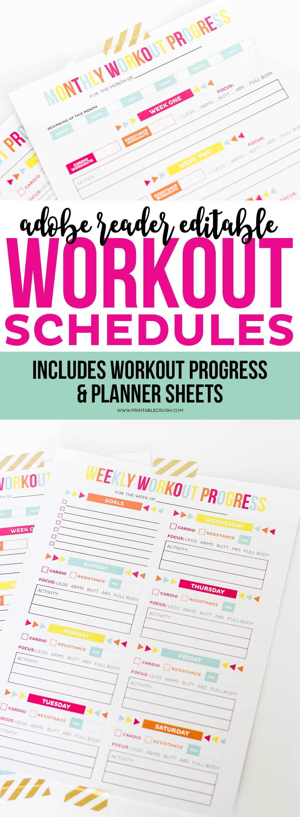 Download this Adobe Reader Editable Printable Workout Schedule and Progress sheet to help you keep in shape! Completely customize your workout routine with these printables!