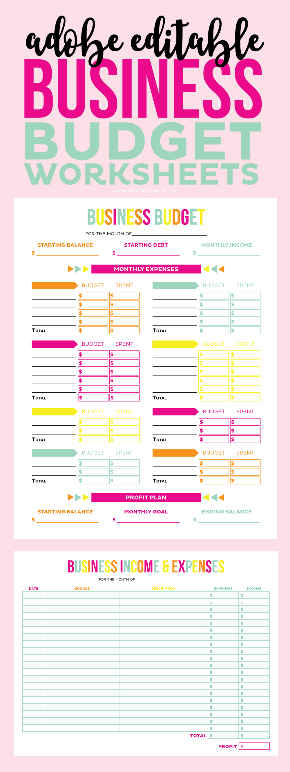 Make tax time a little less confusing with these Editable Printable Business Budge Worksheets! Includes expense and income track sheet, budget sheet, and a bonus password tracker for your online business accounts!