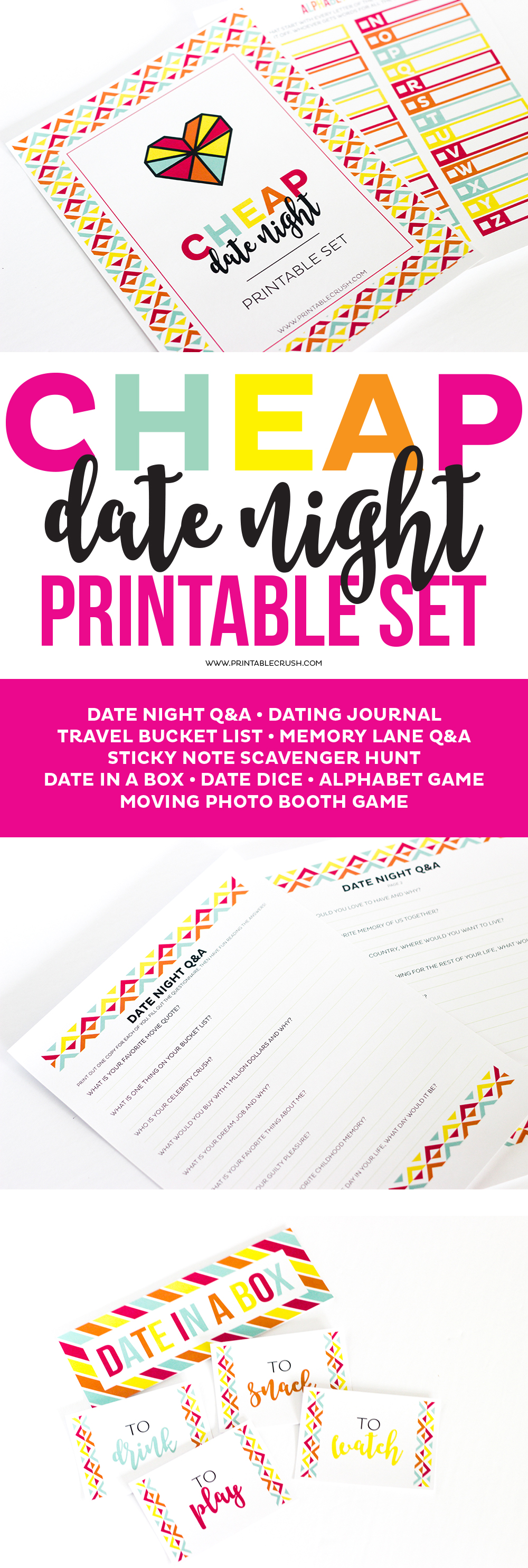 Get this amazingly fun Cheap Date Night Printable kit for activities to keep you and your significant other entertained for numerous date nights!