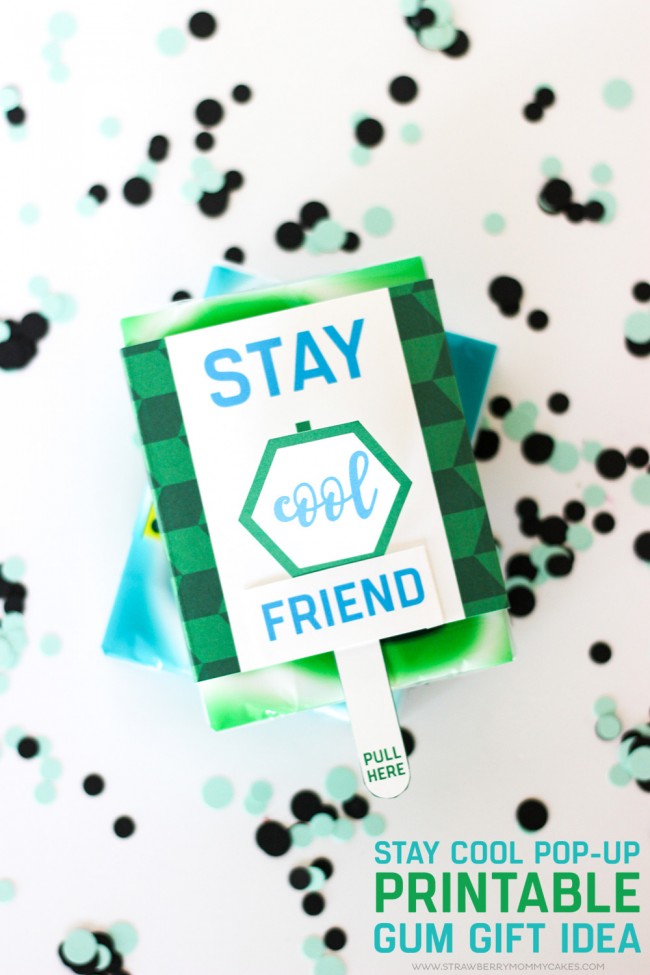 Give a refreshing gift with this Stay Cool Printable Pop-Up Gum Gift Idea! This would be great as a party favor or teacher gift!
