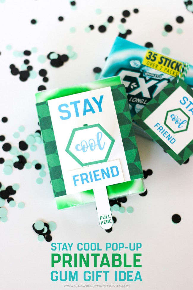 Give a refreshing gift with this Stay Cool Printable Pop-Up Gum Gift Idea! This would be great as a party favor or teacher gift!