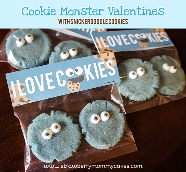 Cookie Monster Valentines with Snickerdoodle cookies