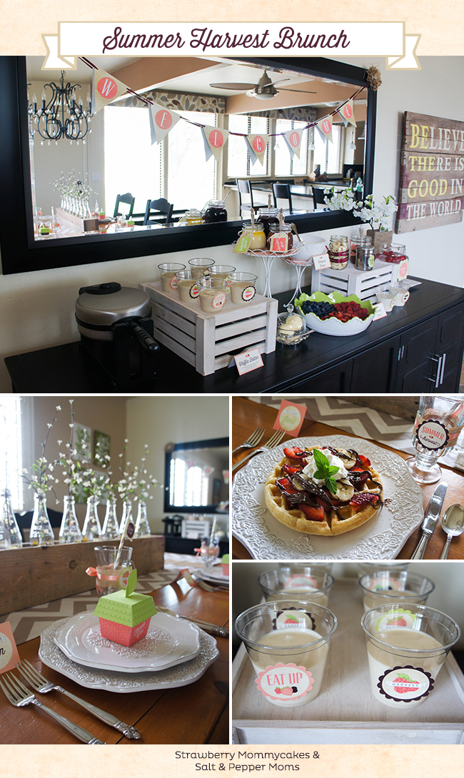 Summer Harvest Brunch by Strawberry Mommycakes and Salt and Pepper Moms #brunch #breakfastbar #wafflebar
