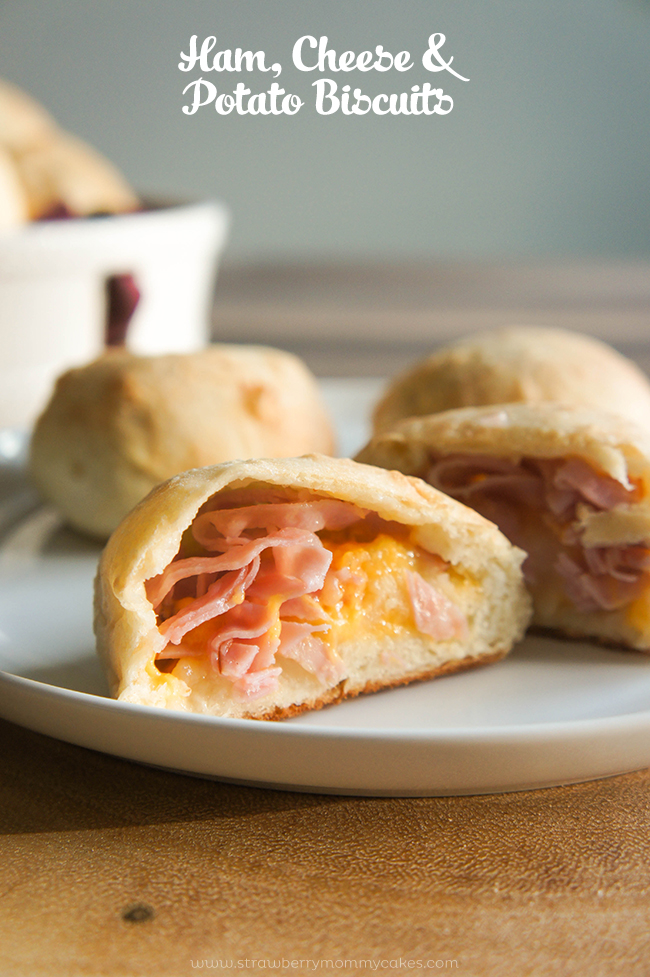Ham Cheese and Potato Biscuits on www.strawberrymommycakes.com #recipe
