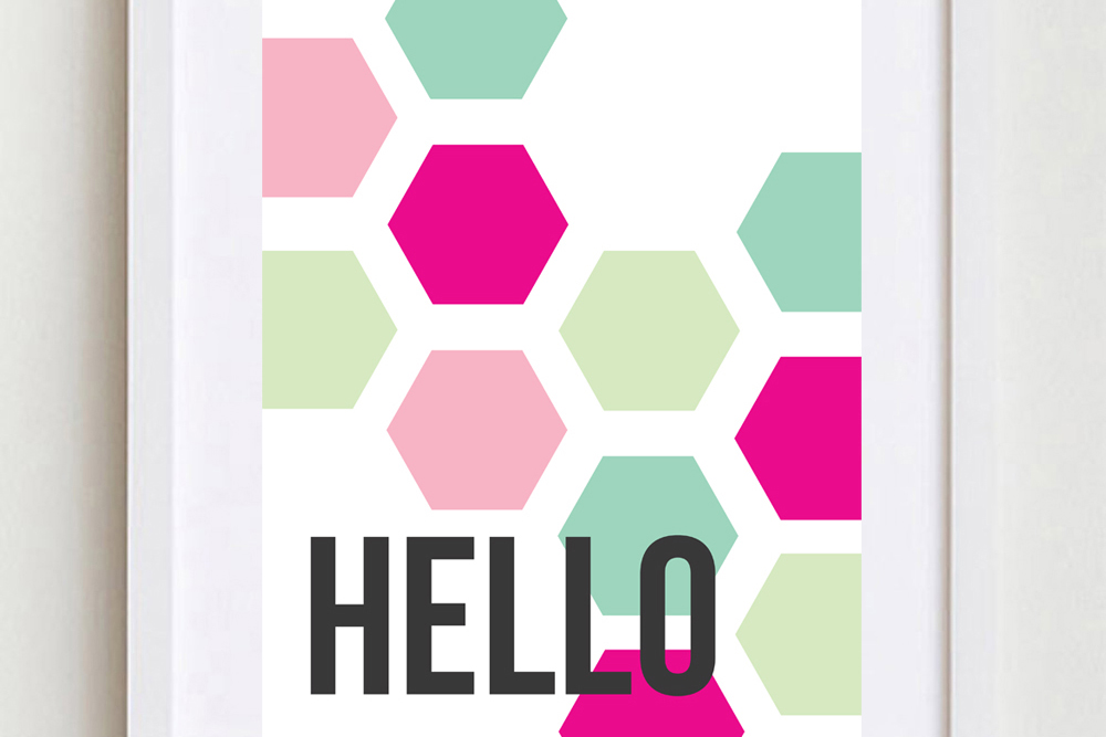 This Printable Hello Hexagon Sign will be the perfect addition to your modern decor with it's geometric shapes and bright colors!