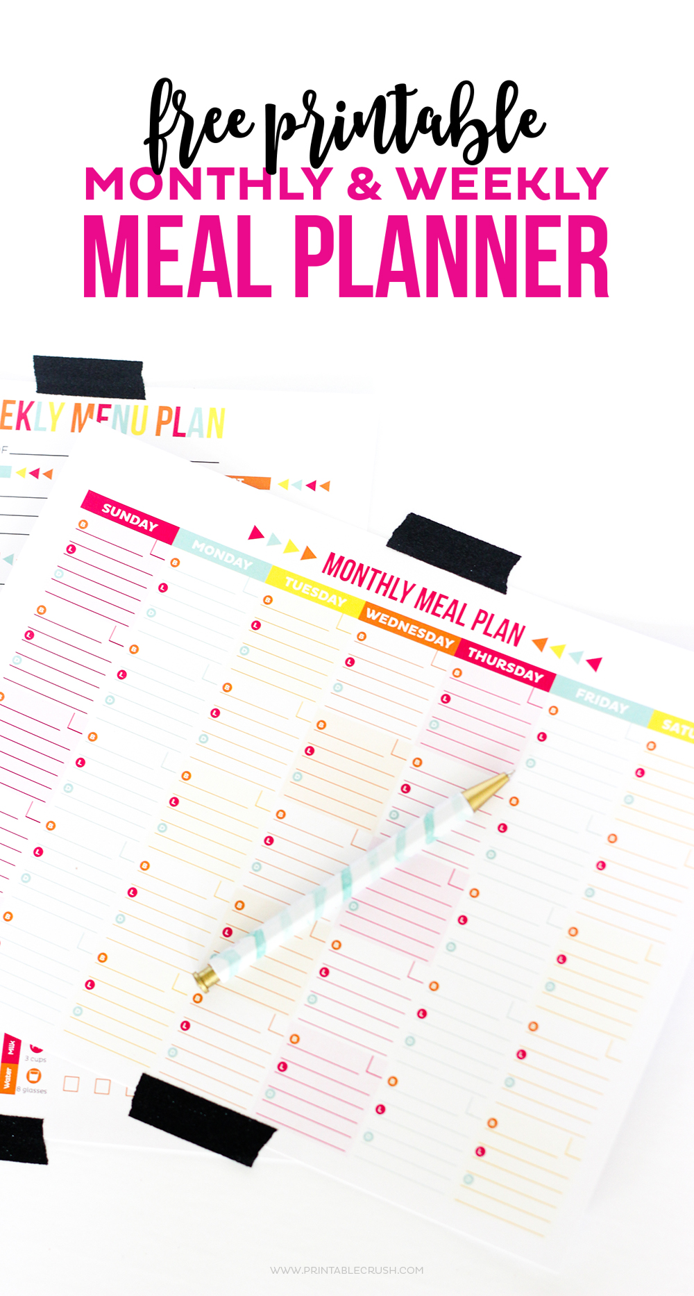 Monthly And Weekly FREE Printable Meal Planner Printable Crush