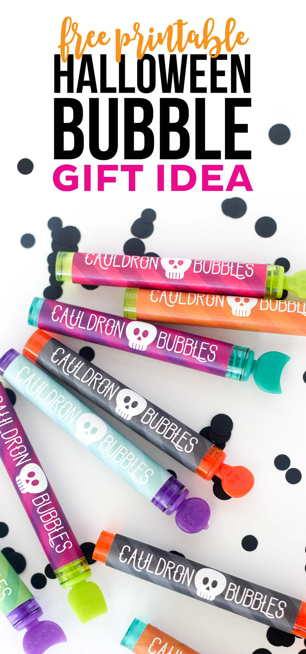 This Halloween Printable Bubble Gift Idea is perfect for a Halloween Party Favor! Download this adorable and spooky printable for FREE!