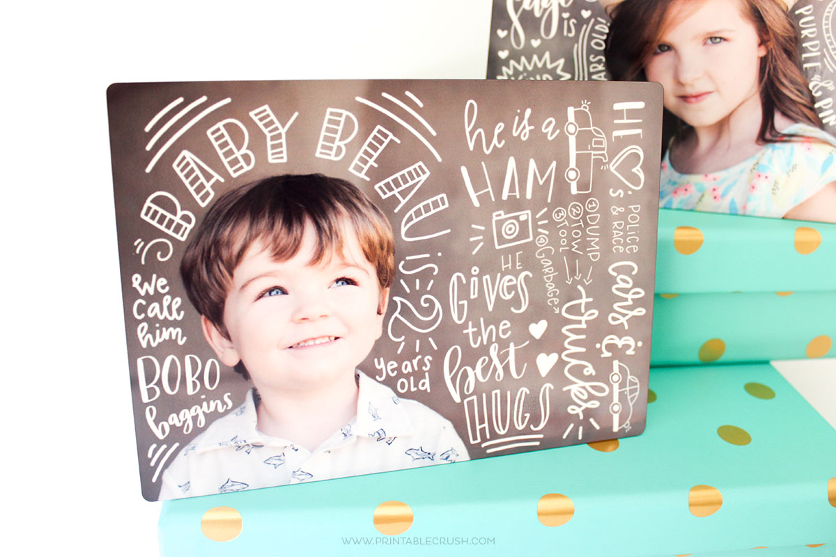 Create a completely custom and gorgeous Mother's Day Gift with these Hand Lettered Photos printed on metal. They're unbelievably beautiful!