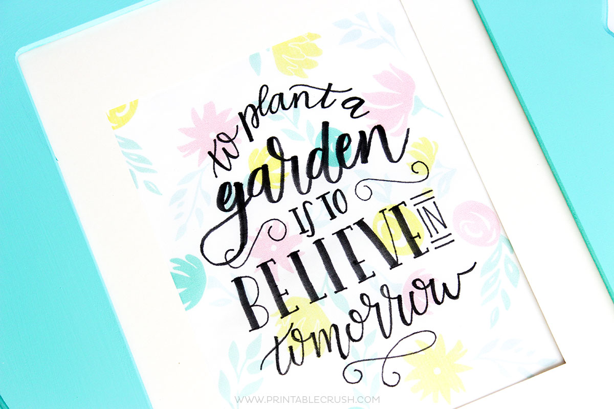 Download this FREE Printable Hand Lettering Worksheet and follow this Hand Lettered Fabric Tutorial to create a beautiful piece of artwork!