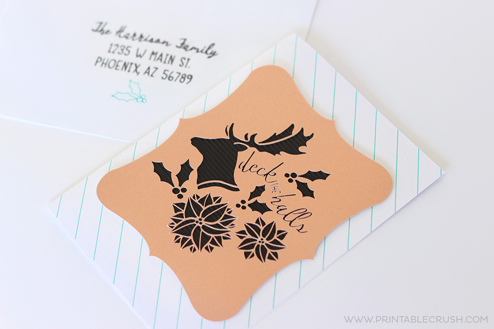 This Easy DIY Christmas Card tutorial also comes with a FREE Printable Address Label! You can customize the paper, colors, textures, and more.