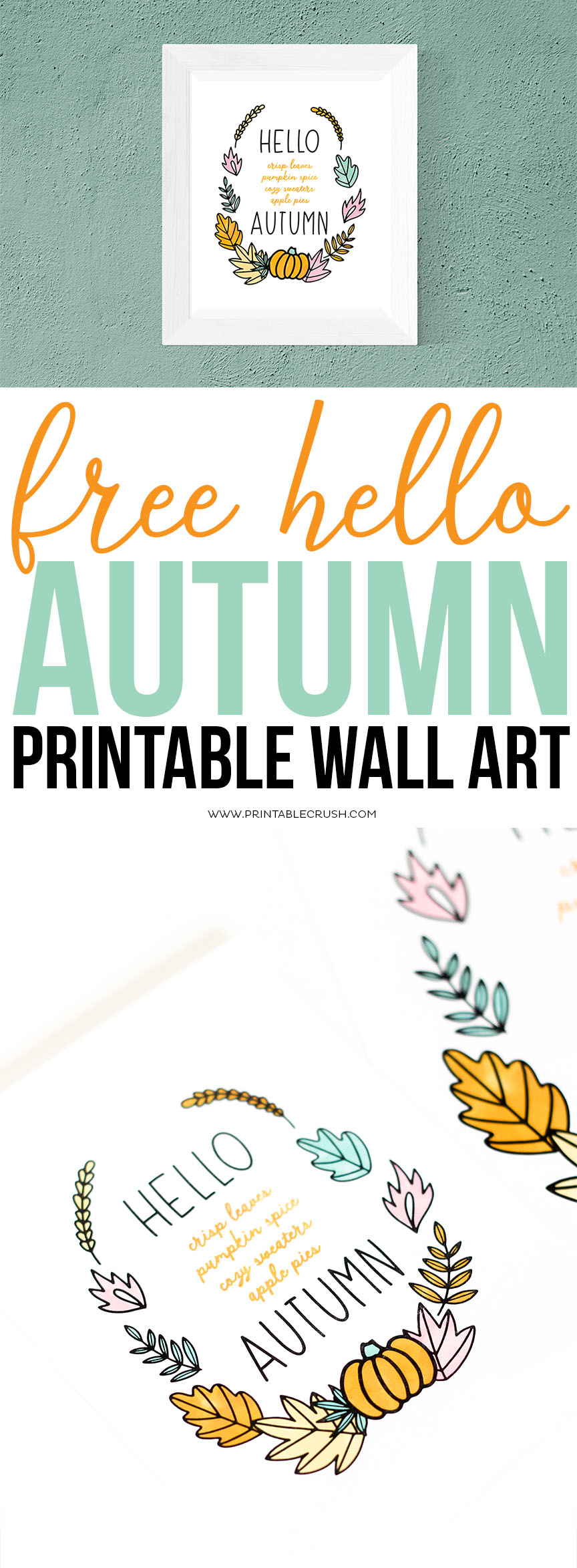 FREE Hello Autumn Printable Wall Art - Printable Crush