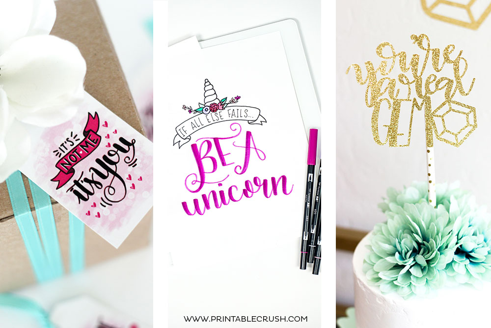 If you love lettering and you have a sense of humor, you'll love these 8 FREE Funny Hand Lettering Printables and Files. You'll find lettering practice sheets, SVG Files, free printables, and more!