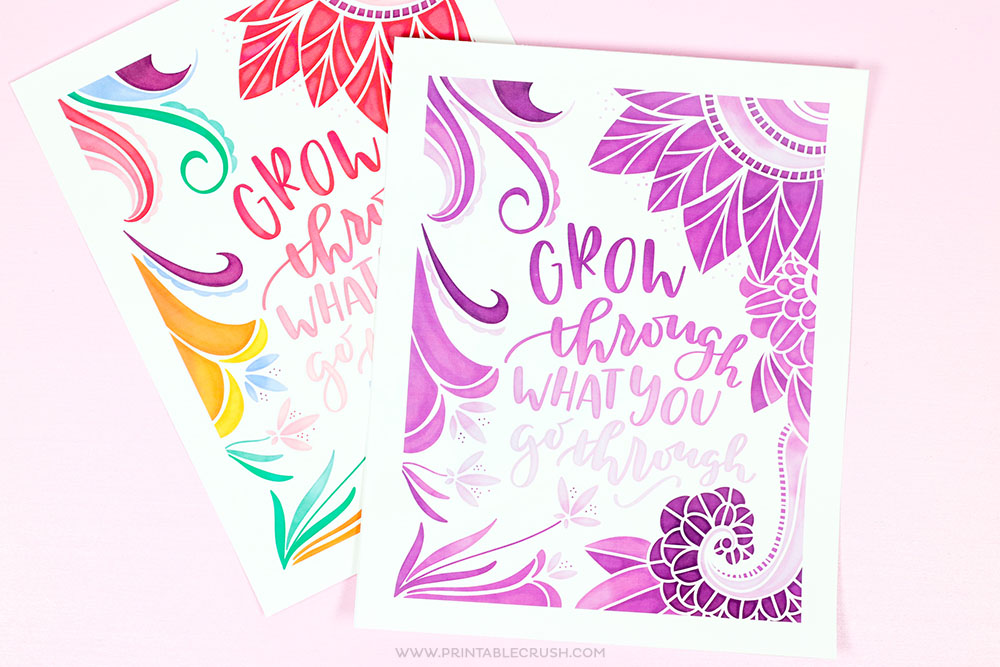 This Free Hand Lettered Word Art Print is gorgeous and comes in two colors