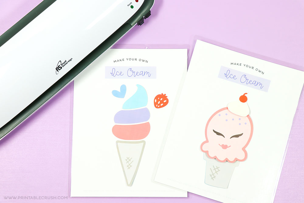 Laminate these Make Your Own Ice Cream Printables so your child can use this preschool learning activity over and over again!