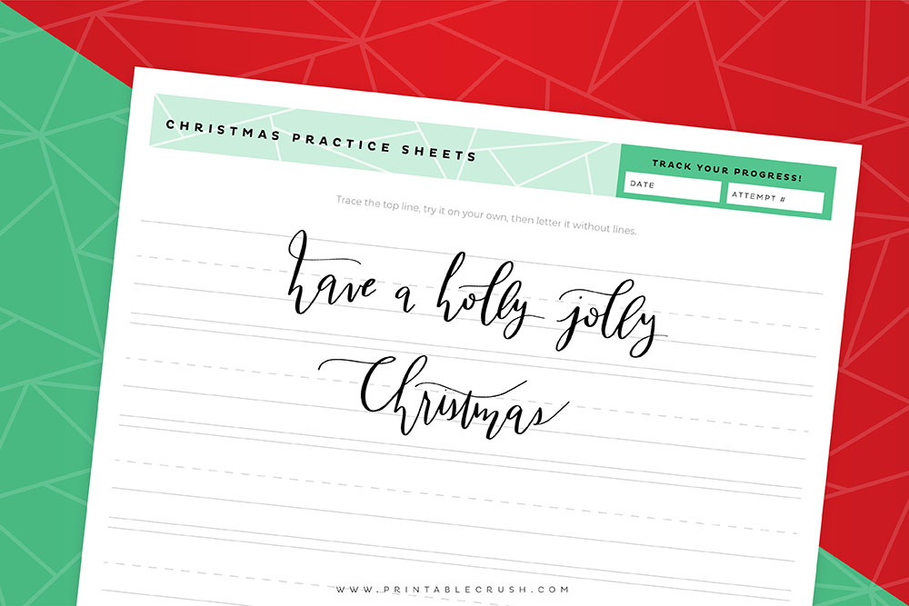 Holly Jolly Christmas Calligraphy Practice Sheets