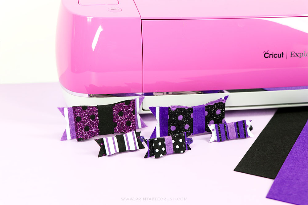 Use the Cricut Explore Air 2 and EasyPress mini to make these cute glitter and felt hair bows
