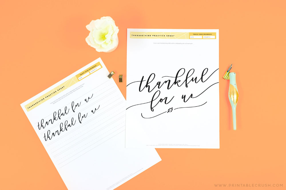 Calligrphy Practice Sheets for Thanksgiving - Printable Crush