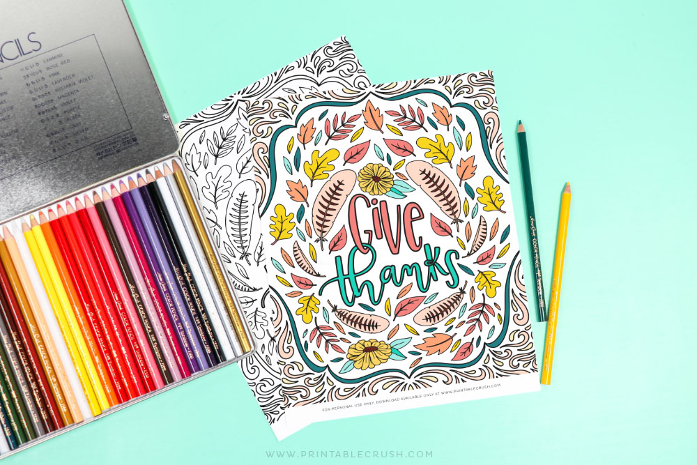 Coloring Page for Thanksgiving - Give Thanks - Printable Crush