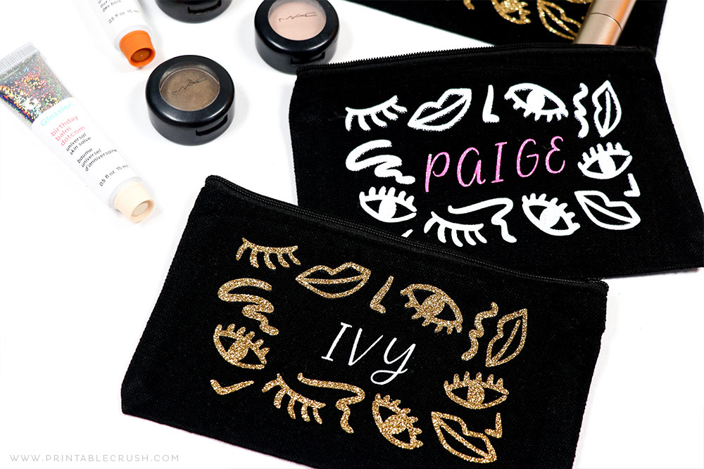 Makeup Bag Gift - Makeup Bag Christmas Gift - Makeup Holiday Gift Idea - Cricut Tutorial - Printable Crush