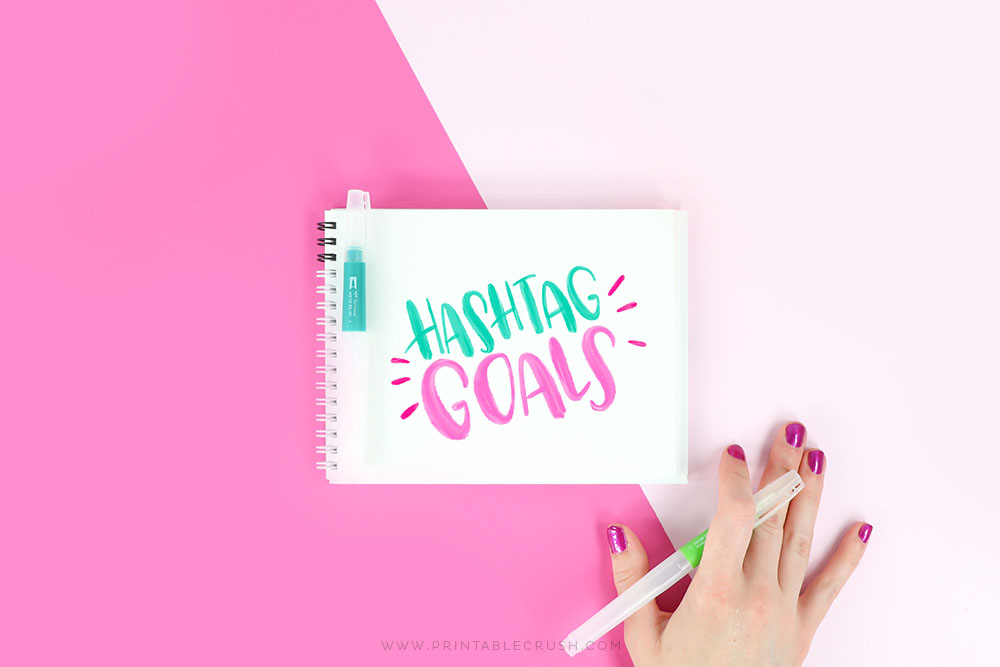 Goals Brush Lettering Practice - Hand Lettering Worksheets - Printable Crush