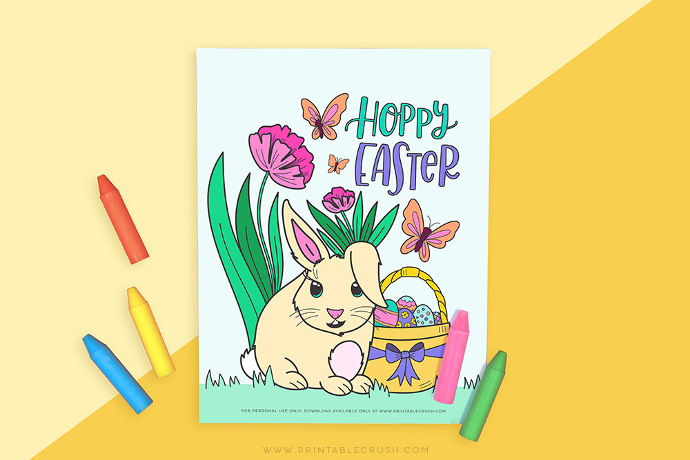 Easter Bunny Printable Coloring Page - Printable Easter Bunny Coloring Page - Printable Crush