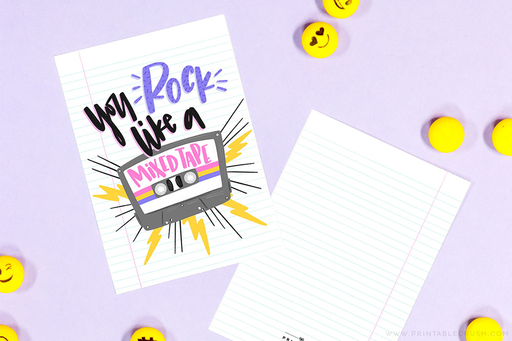 You Rock Like a Mixed Tape Printable Gift Card - Printable Crush